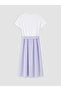 Original Oval Neck Striped Belted Dress - 2