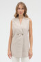 Modern Fit Linen Striped Casual Vest with Double Breasted Closure # Yl26011
