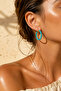 30 mm Turquoise Enamel Hoop Earrings - 2