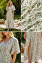 Green Women's Patterned Short Sleeve Dress - 5