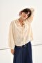 Women's Brode Floral Gathered Collar Blouse Beige - 5