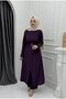 Erva Women's Dark Purple Two-Piece Set Stylish Hijab Set Daily Comfortable Top and Bottom Combination - 2