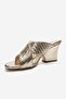 Lavean Gold Mesh Cross-Strapped Women's Wedge Heeled Slippers - 6