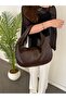 Women's Brown Premium Knitted Patterned Oversized Shoulder Bag with Large Internal Volume, Daily Hand and Shoulder Bag - 3