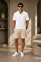 Premium Ribbed Ottoman Fabric Polo Collar Unisex T-Shirt and Shorts Set Women's and Men's Set - 2