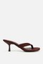 Women's brown thong sandals with stiletto heels