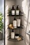Black Tone Modern Bathroom Corner – 3-Tier Corner Shampoo Holder, Soap Dispenser, Cosmetics - 2