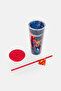 Superman Double Wall Plastic Tumbler With Straw 800 ml, Navy - 2