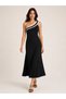 Women's Black One-Shoulder Camisole Midi Dress - 4