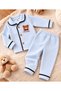 Baby Boy Teddy Bear Embroidered 2-Piece Pajama Set Blue 100% Cotton - 2