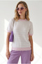 Women's White Pink Stripe Openwork Color Detailed Knitwear Blouse Blz-19003437 - 2