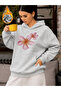 Unisex Floral Heart Printed Hooded Kangaroo Pocket Comfortable Fit Regular Cut Sweatshirt