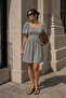Large Besen Patterned Balloon Sleeve Dress