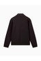 Men's Regular Cut Zippered Stand Collar Metal Plate Logo Long Sleeve Black Jacket - 7