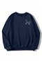 Women's Navy Blue Figure Rabbit Printed Crew Neck Oversize Sweatshirt - 3