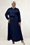 67061 Plus Size Skirt - Shirt Melange Set - Navy Blue