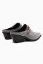 Sanida Genuine Leather Gray Closed-Front Heeled Women's Slippers - 5
