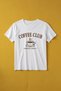 Premium Coffee Club Served Daily Printed Oversize Unisex T-Shirt 100% Cotton Minimal Coffee Themed White T-Shirt - 3