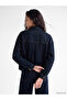 Xside Navy Blue Shirt Collar Women's Jean Jacket - 4