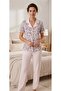 Front Buttoned Short Sleeve Women's Pajama Set Pink - 2