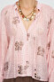 Women's V-Neck Lace-Up Floral Patterned Shirt-Blouse - 2