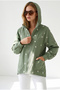 Women's Khaki Zippered Pocket Hooded Denim Jacket with Embroidery Detail Ckt-19000380 - 3
