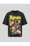 Popeye Printed Black Relaxed Fit Unisex T-Shirt