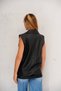 Women's Black Belted Faux Leather Vest - Biker / Motorcycle Style Zippered Leather Vest - 4