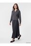 Lcw Modest Gray Flared Skirt with Zipper at the Waist