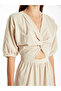 Original V-Neck Plain Short Sleeve A-Line Dress - 3