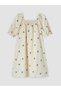 Two Mt Shop Quality Lcw Kids Ecru Square Neck Gathered Printed Girls' Dress - 2