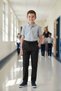 Boys' School Trousers, Elastic Waist, Lycra Polyviscon Fabric, Classic Cut, Flexible and Comfortable School Uniform