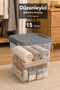 15Lt Deep Elora Storage Box - Lockable Lid Multi-Purpose Organizer Box Gray