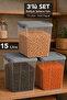 3-Piece 15Lt Deep Elora Storage Box - Multi-Purpose Lockable Lid Organizer Box Gray