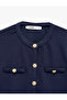 Pique Fabric Appliqué Detailed Ornate Buttoned Long Sleeve Crew Neck Cardigan - 8