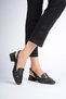 4cm Women's Black Short Thick Heel Slingback French Shoes - 3