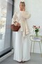 Premium Side Ruffle Modal Blouse - Cream - 4