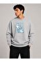 Focus Print Detailed Crew Neck 2 Thread Sweatshirt