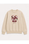 Numbers and Flowers Print Detailed Crew Neck 2-Thread Sweatshirt