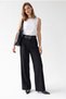 2185 Women's Double Belt High Waist Wide Leg Palazzo Trousers Black - 2