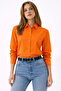 Long Sleeve Shirt with Buttons, Classic Collar, Suitable for Casual and Office Wear - Orange - 2