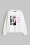 Gets Out of Control Printed Hoodless Relaxed Fit Women's White Sweatshirt