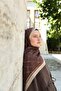 Allure Linea Patterned Tencel Shawl - Cream Bitter Coffee - 3
