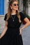 Women's Short Sleeve, Waist-Slit, Short Janjan Crepe Dress - 3