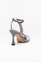 Women's Thin Heeled Anthracite Satin Wrapped Evening Dress Shoes - 3