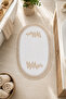 Gold Lace Non-Slip Leather Based Oval Bath Mat with Tassels Washable Bathroom Set Regio