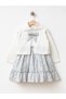 Girl's Bow Detailed Floral Patterned Dress and Cardigan Set - 3