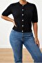 Crew Neck Cable Knit Short Sleeve Women's Knit Cardigan Textured Quality - 3