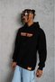 Men's Embroidered Printed Hooded Sweatshirt - Black