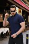 Men's Zippered Collar Short Sleeve Tshirt - 5